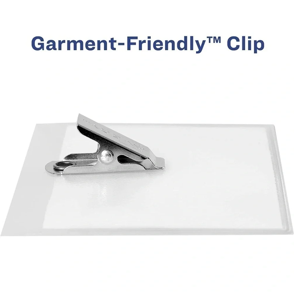 Avery clip style name badge kit 100 badges holders clips inserts New
